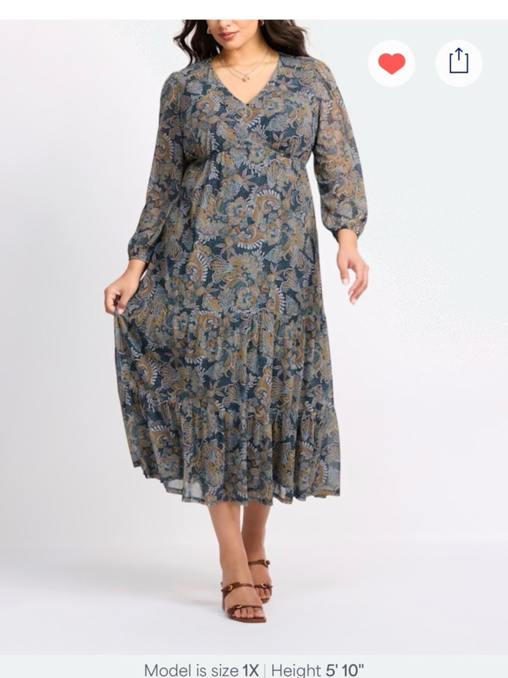 Les Serein - Blue Paisley V-Neck Maxi Dress